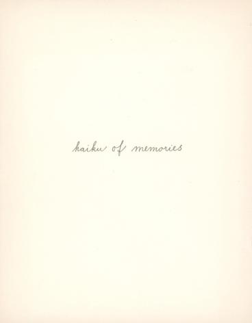 haiku of memories