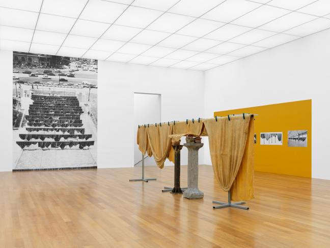 Monument of Cloth, documentation on the wall; Monument of Cloth, study for metal casting, 1992, ...